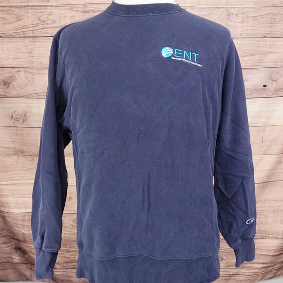 VINTAGE CHAMPION REVERSE WEAVE FADED BLUE CREW NECK SWEATSHIRT SZ L 00s - Picture 4 of 8